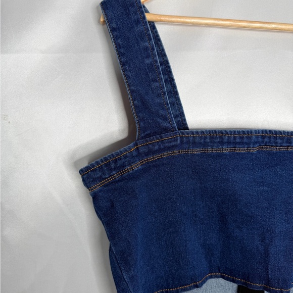 Allegra K Blue Denim Crop Top - Picture 7 of 10